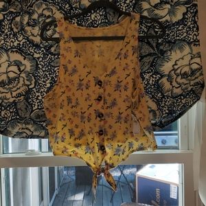 American eagle yellow tie crop top